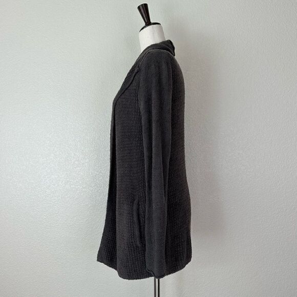 Barefoot Dreams Cozychic Lite Charcoal Gray Open Front Cardigan, Sz Medium - Picture 7 of 13